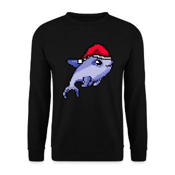 Noël pixélisé dauphin - Drôle - Sweat-shirt Unisexe - noir - Devant - Alina (178cm) & Michal (187cm)