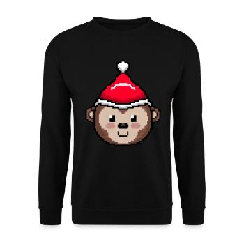 Monkey pixelated Christmas - Funny monkey Xmas - Unisex Sweatshirt - black - Front - Alina (178cm) & Michal (187cm)