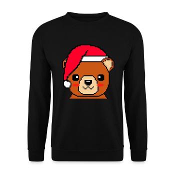 Bear pixelated Christmas - Funny Bear Xmas - Unisex Sweatshirt - black - Front - Alina (178cm) & Michal (187cm)