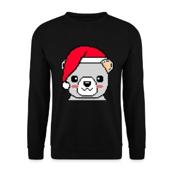 Polar bear pixelated Christmas - Funny Polar Bear - Unisex Sweatshirt - black - Front - Alina (178cm) & Michal (187cm)