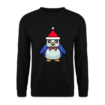 Pinguin verpixelt Weihnachten - Lustige Pinguin - Unisex Pullover - Schwarz - Vorne - Alina (178cm) & Michal (187cm)