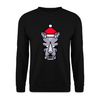 Noël pixélisé Rhino - Drôle de Noël Rhino - Sweat-shirt Unisexe - noir - Devant - Alina (178cm) & Michal (187cm)