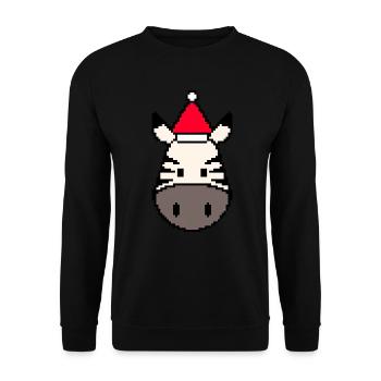 Zebra verpixelt Weihnachten - Lustige Zebra - Unisex Pullover - Schwarz - Vorne - Alina (178cm) & Michal (187cm)