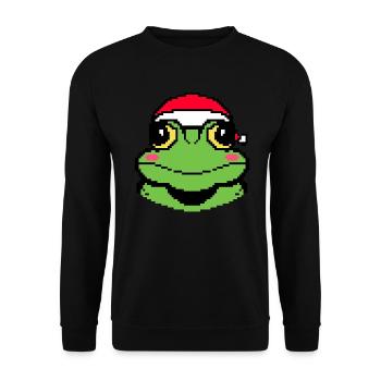 Frosch verpixelte Weihnachten - Lustige - Unisex Pullover - Schwarz - Vorne - Alina (178cm) & Michal (187cm)