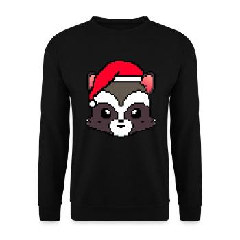 Waschbär Pixelated Christmas - Lustige Waschbär - Unisex Pullover - Schwarz - Vorne - Alina (178cm) & Michal (187cm)