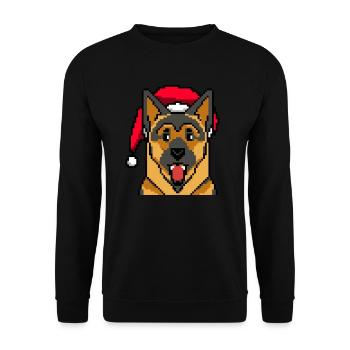 German Shepherd Pixelated Christmas Funny - Unisex Sweatshirt - black - Front - Alina (178cm) & Michal (187cm)