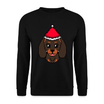 Dachshund pixelated Christmas - Funny dachshund Xmas - Unisex Sweatshirt - black - Front - Alina (178cm) & Michal (187cm)