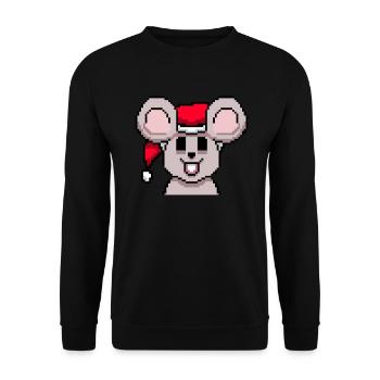 Mouse pixelated Christmas - Funny mouse - Unisex Sweatshirt - black - Front - Alina (178cm) & Michal (187cm)