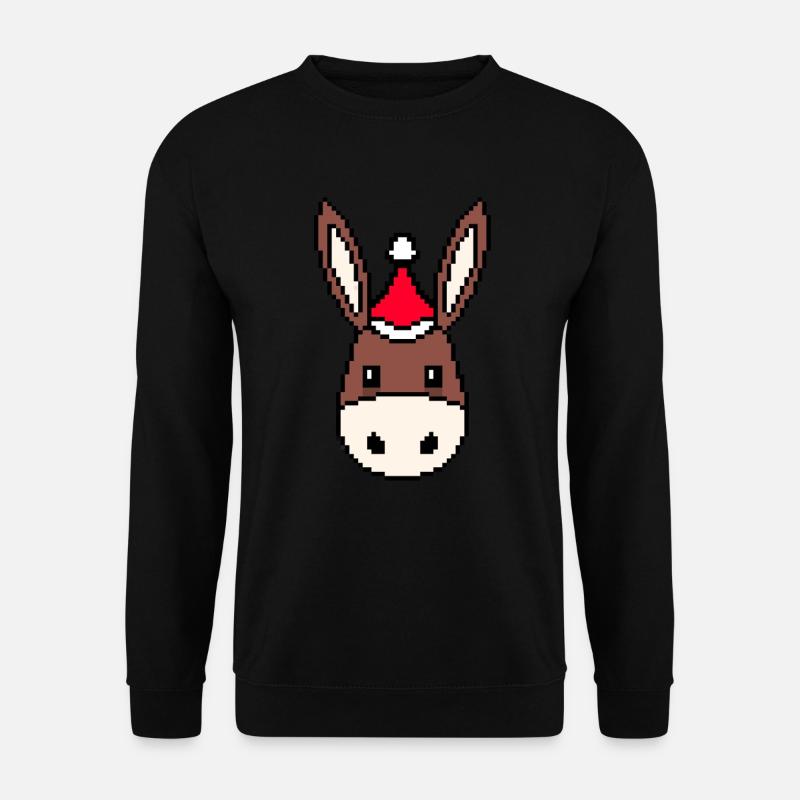 Esel verpixelt Weihnachten - Lustige Esel - Unisex Pullover - Schwarz