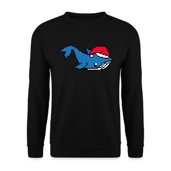 Blue Whale Pixelated Christmas - Funny Blue Whale - Unisex Sweatshirt - black - Front - Alina (178cm) & Michal (187cm)