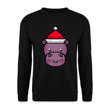 Hippo Pixelated Christmas - Funny - Unisex Sweatshirt - black - Front - Alina (178cm) & Michal (187cm)