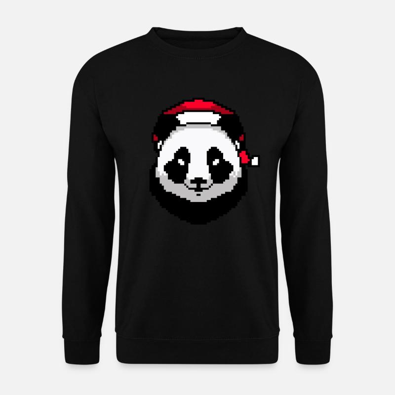 Panda Pixelated Christmas - Funny - Unisex Sweatshirt - black