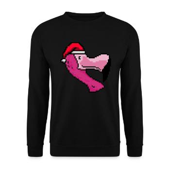 Flamingo Pixelated Christmas - Drôle - Sweat-shirt Unisexe - noir - Devant - Alina (178cm) & Michal (187cm)