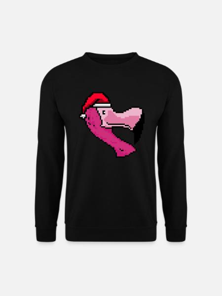 Flamingo Pixelated Christmas - Drôle - Sweat-shirt Unisexe - noir