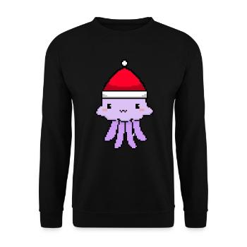 Verpixelte Quallen-Weihnachten - Lustige - Unisex Pullover - Schwarz - Vorne - Alina (178cm) & Michal (187cm)