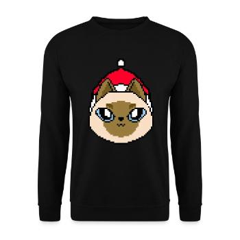 Verpixelte siamesische Weihnachten - Lustige - Unisex Pullover - Schwarz - Vorne - Alina (178cm) & Michal (187cm)