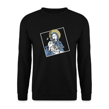 Heilige Maria Dudelsack Schottische Musik - Unisex Pullover - Schwarz - Vorne - Alina (178cm) & Michal (187cm)