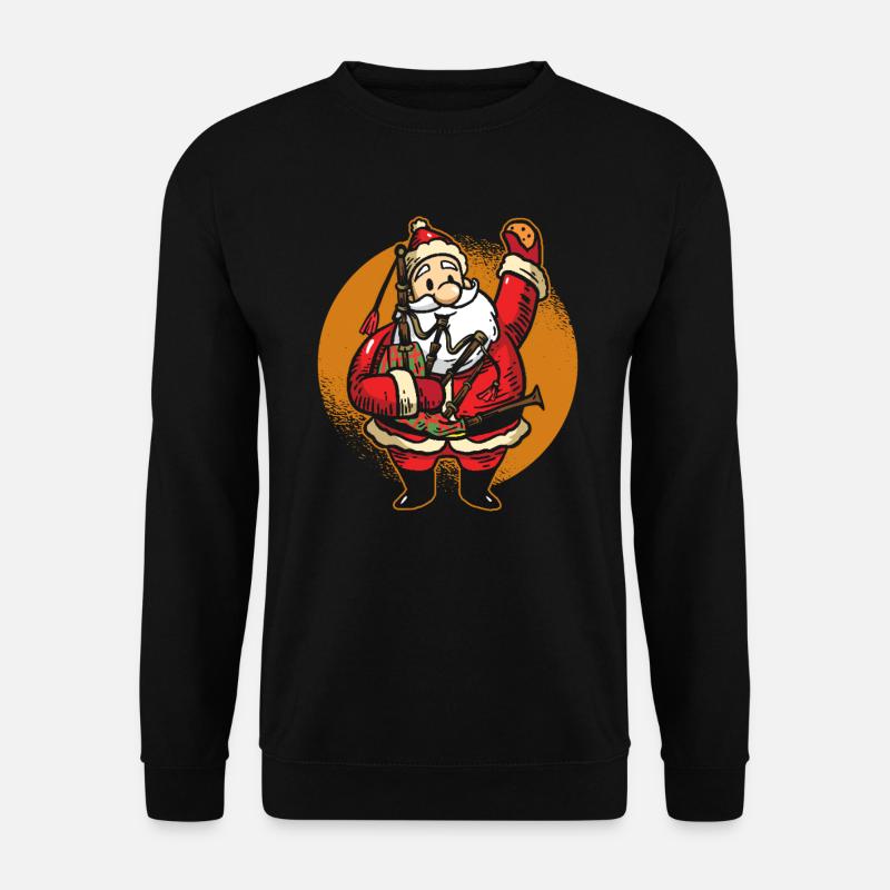 Weihnachtsmann Dudelsack schottische Musik - Unisex Pullover - Schwarz