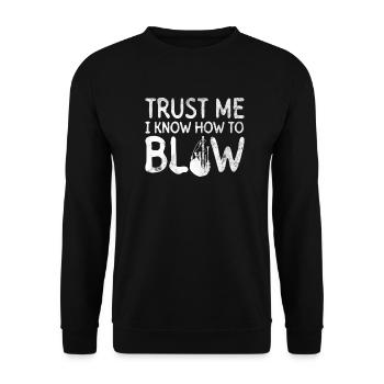 Trust Me I Know How To Blow - Dudelsack - Unisex Pullover - Schwarz - Vorne - Alina (178cm) & Michal (187cm)
