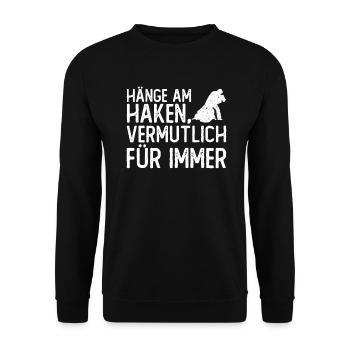 Hänge Am Haken,Vermutlich Für Immer Bräutigam JGA - Unisex Pullover - Schwarz - Vorne - Alina (178cm) & Michal (187cm)