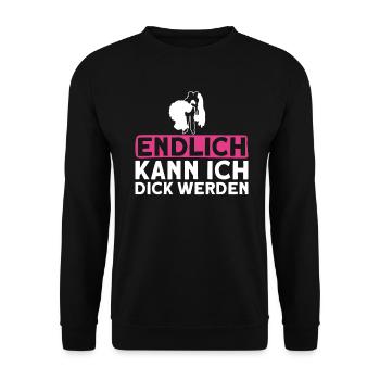 Endlich Kann Ich Dick Werden - Braut JGA - Unisex Pullover - Schwarz - Vorne - Alina (178cm) & Michal (187cm)