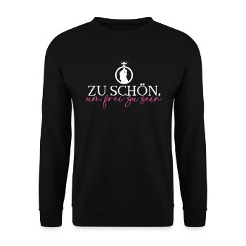 Zu Schön, Um Frei Zu Sein - Braut JGA - Unisex Pullover - Schwarz - Vorne - Alina (178cm) & Michal (187cm)