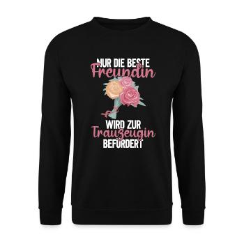 Beste Freundin Trauzeugin Braut Hochzeit - Unisex Pullover - Schwarz - Vorne - Alina (178cm) & Michal (187cm)
