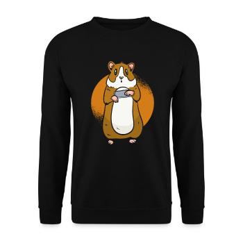 Hamster Mundharmonika - Mundharmonikaspieler - Unisex Pullover - Schwarz - Vorne - Alina (178cm) & Michal (187cm)