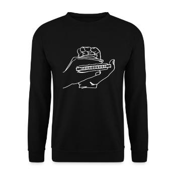 Harmonica Oneline Art - Harmonica Player - Unisex Sweatshirt - black - Front - Alina (178cm) & Michal (187cm)