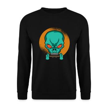 Alien harmonica - harmonica player Musician - Unisex Sweatshirt - black - Front - Alina (178cm) & Michal (187cm)