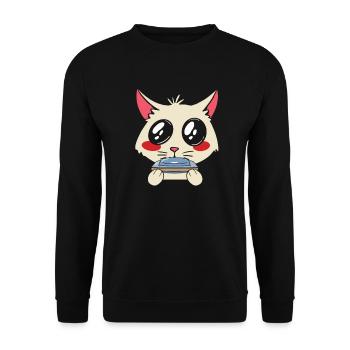 Cat Harmonica - Harmonica Player Musician - Unisex Sweatshirt - black - Front - Alina (178cm) & Michal (187cm)