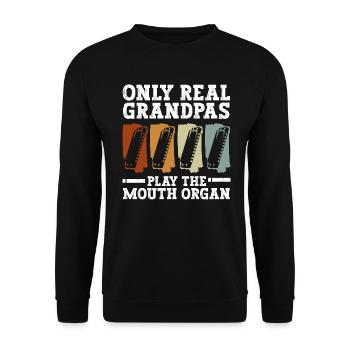 Seuls les vrais grands-pères jouent de l’harmonica - Sweat-shirt Unisexe - noir - Devant - Alina (178cm) & Michal (187cm)