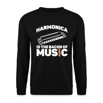 Harmonica harmonica player Musician Lustig - Unisex Sweatshirt - black - Front - Alina (178cm) & Michal (187cm)