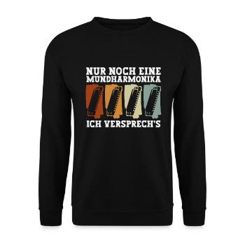 Nur Noch Eine Mundharmonika Ich Versprech's - Unisex Pullover - Schwarz - Vorne - Alina (178cm) & Michal (187cm)