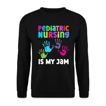 Kinder Krankenschwester Säugling Pädiatrie - Unisex Pullover - Schwarz - Vorne - Alina (178cm) & Michal (187cm)