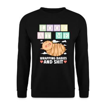Kinder Krankenschwester Säugling Pädiatrie - Unisex Pullover - Schwarz - Vorne - Alina (178cm) & Michal (187cm)