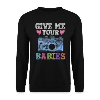 Newborn Photographer Baby Photography Saying - Unisex Sweatshirt - black - Front - Alina (178cm) & Michal (187cm)