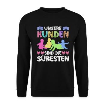 Unsere Kunden Sind Die Süßesten - Babyfotografin - Unisex Pullover - Schwarz - Vorne - Alina (178cm) & Michal (187cm)