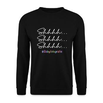 Neugeborenen Fotograf Baby Fotografie Spruch - Unisex Pullover - Schwarz - Vorne - Alina (178cm) & Michal (187cm)