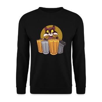 Raccoon drums with trash cans - raccoon - Unisex Sweatshirt - black - Front - Alina (178cm) & Michal (187cm)