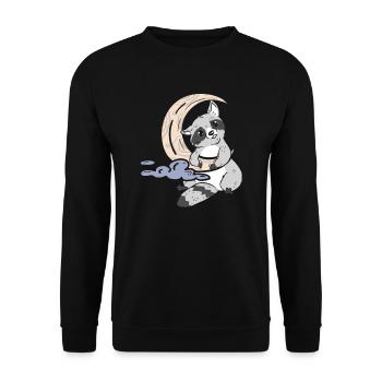 Waschbär Mond - Lustiger Waschbär - Unisex Pullover - Schwarz - Vorne - Alina (178cm) & Michal (187cm)
