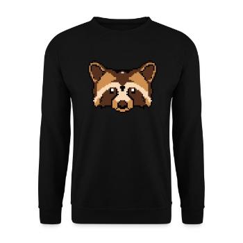 Pixelated Raccoon Face - Funny Raccoon - Unisex Sweatshirt - black - Front - Alina (178cm) & Michal (187cm)