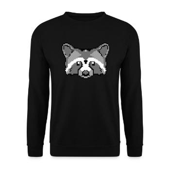 Pixelated Raccoon Face - Funny Raccoon - Unisex Sweatshirt - black - Front - Alina (178cm) & Michal (187cm)