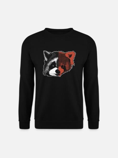 Half Face Of Raaccoon Half Face Of Red Panda - - Unisex Pullover - Schwarz