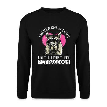 Home raccoon met - Funny raccoon - Unisex Sweatshirt - black - Front - Alina (178cm) & Michal (187cm)
