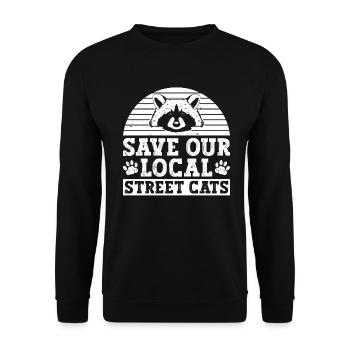 Waschbär Tierschutz Tierrecht Aktivist - Unisex Pullover - Schwarz - Vorne - Alina (178cm) & Michal (187cm)