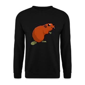 Verpixelter Biber - Lustiger Biber - Unisex Pullover - Schwarz - Vorne - Alina (178cm) & Michal (187cm)