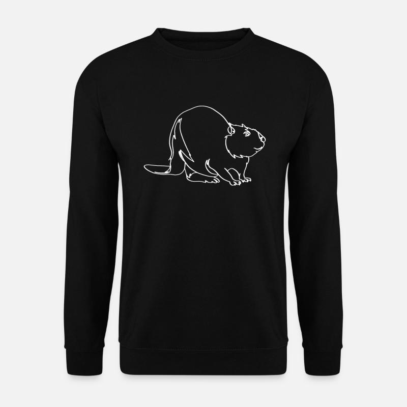 Biber Oneline Art - Lustiger Biber - Unisex Pullover - Schwarz