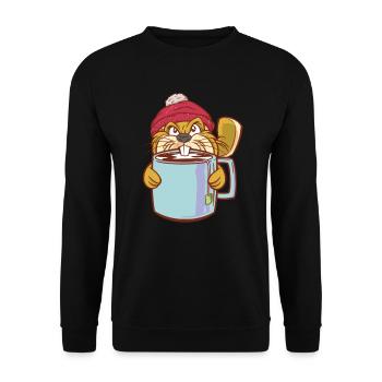 Beaver Teacup and Bobble Hat - Funny Beaver - Unisex Sweatshirt - black - Front - Alina (178cm) & Michal (187cm)