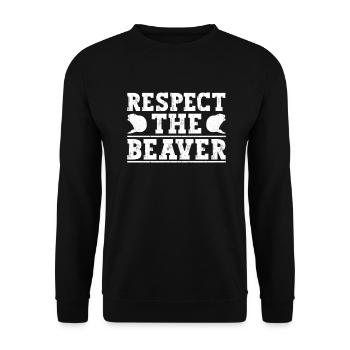 Respekt für den Biber - Lustiger Biber - Unisex Pullover - Schwarz - Vorne - Alina (178cm) & Michal (187cm)